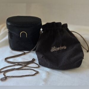 Whiting & Davis International Black Metal Mesh Barrel Crossbody | Rare Cylindric